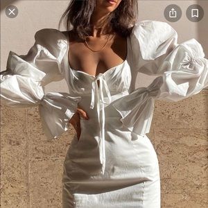 House Of CB Elsie White Puff Sleeve Corset Dress